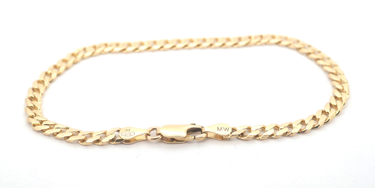 Unisex 9ct Yellow Gold Curb Link Bracelet (20cm) - 506962