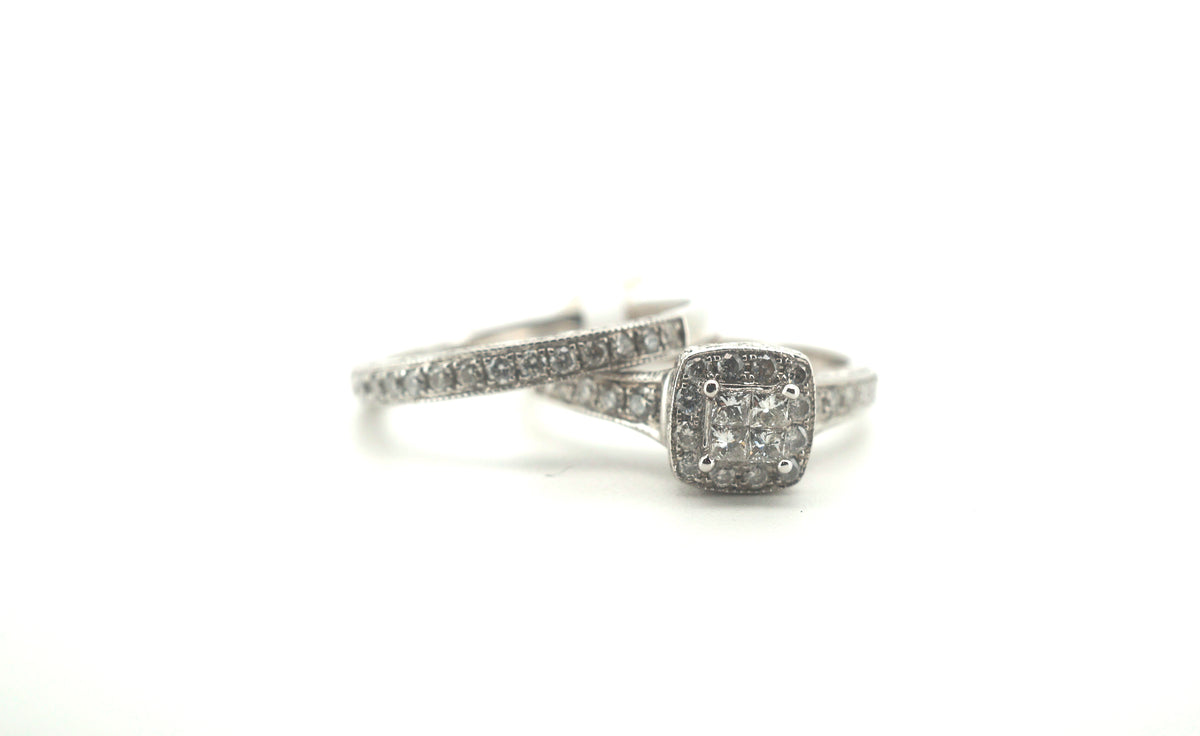 Ladies Stunning 14K White Gold Michael Hill Engagement Ring Set - 256330
