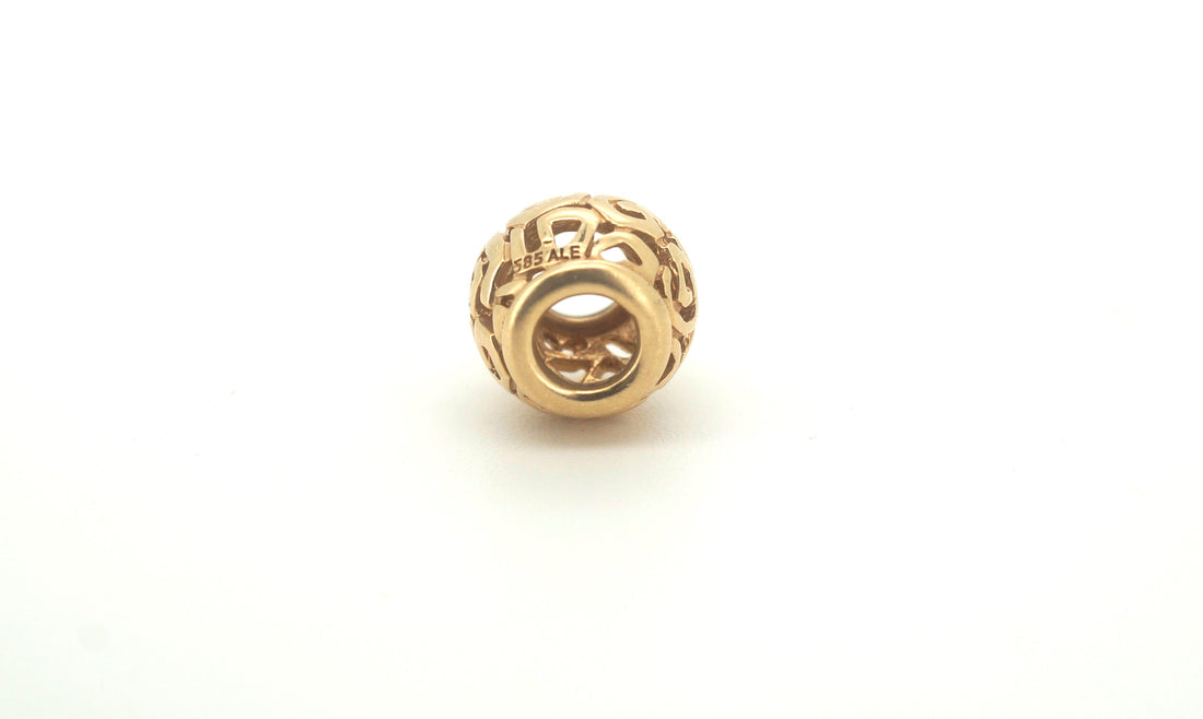 14ct Yellow Gold Open Work Scrolls Pandora Charm - 503969
