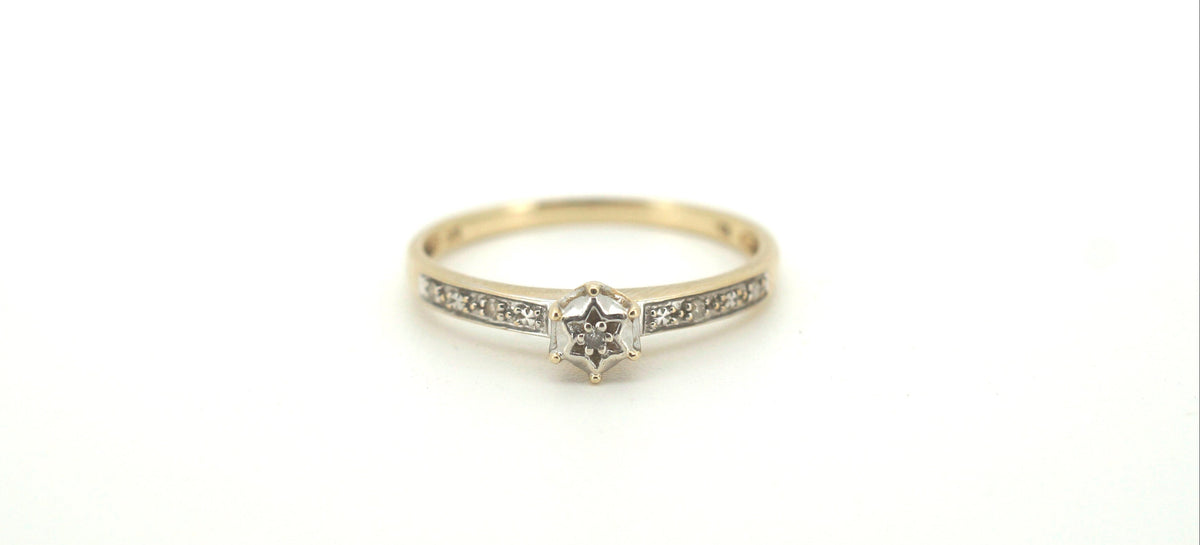 9ct Yellow & White Gold Ring (Size O) - 500358