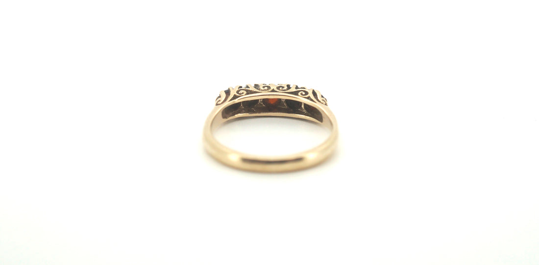 Unisex 9ct Yellow Gold Red Stone Ring (Size J) - 502679