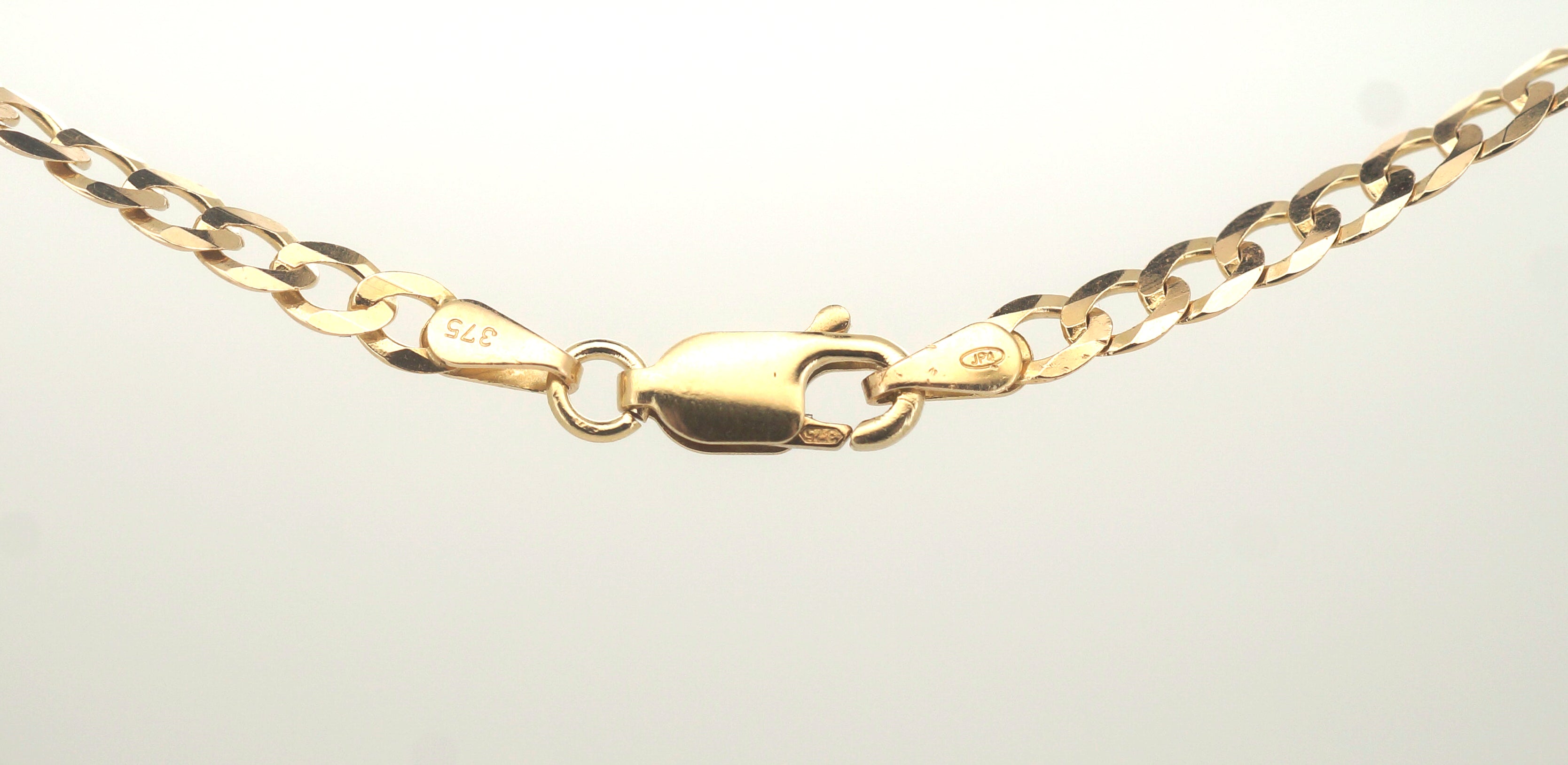 9ct Yellow Gold Curb Link Necklace with Clear Stone Pendant - 503874