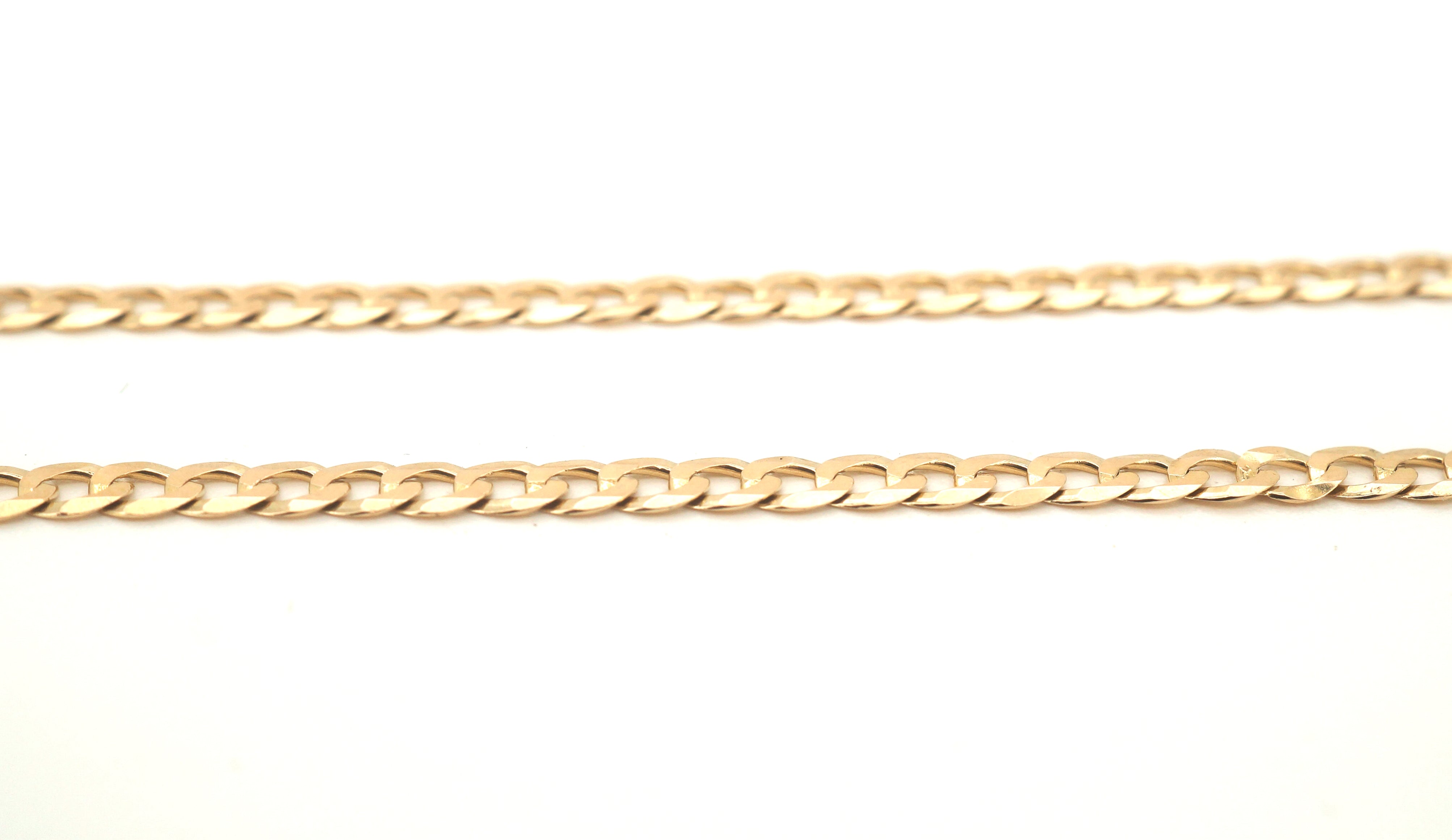 9ct Yellow Gold Curb Link Necklace with Clear Stone Pendant - 503874