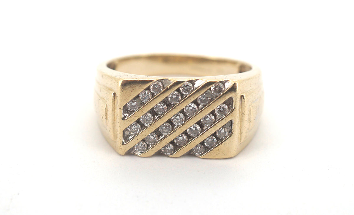 Men's 9ct Yellow Gold 23 Diamond Dress Ring (Size W) - 507959