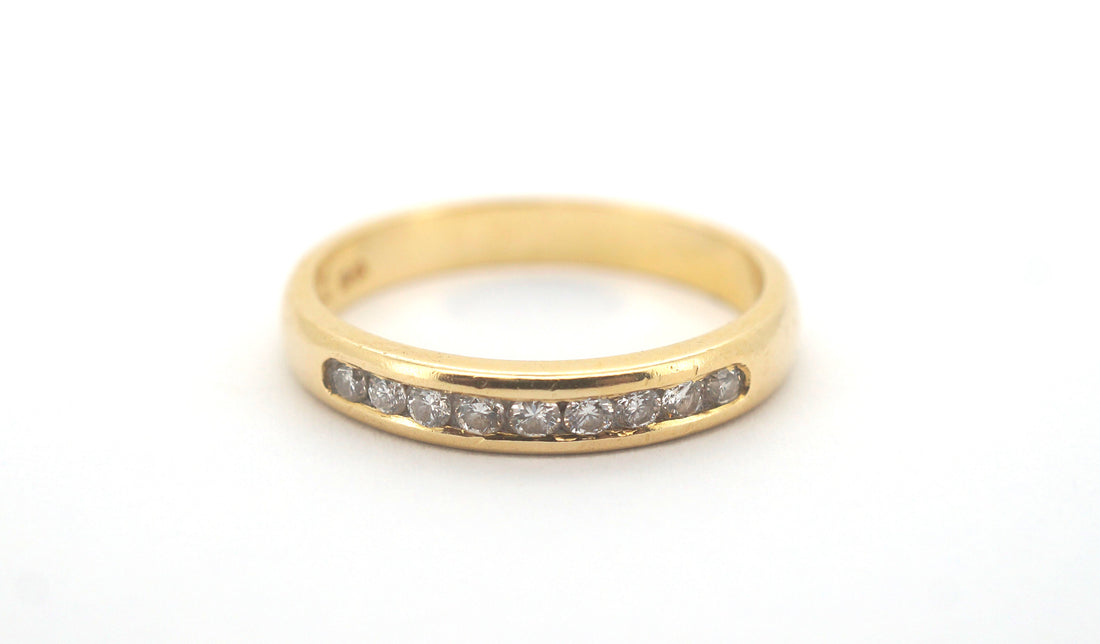 Unisex 18ct Yellow Gold & Diamond Eternity Ring (Size M1/2) - 506204