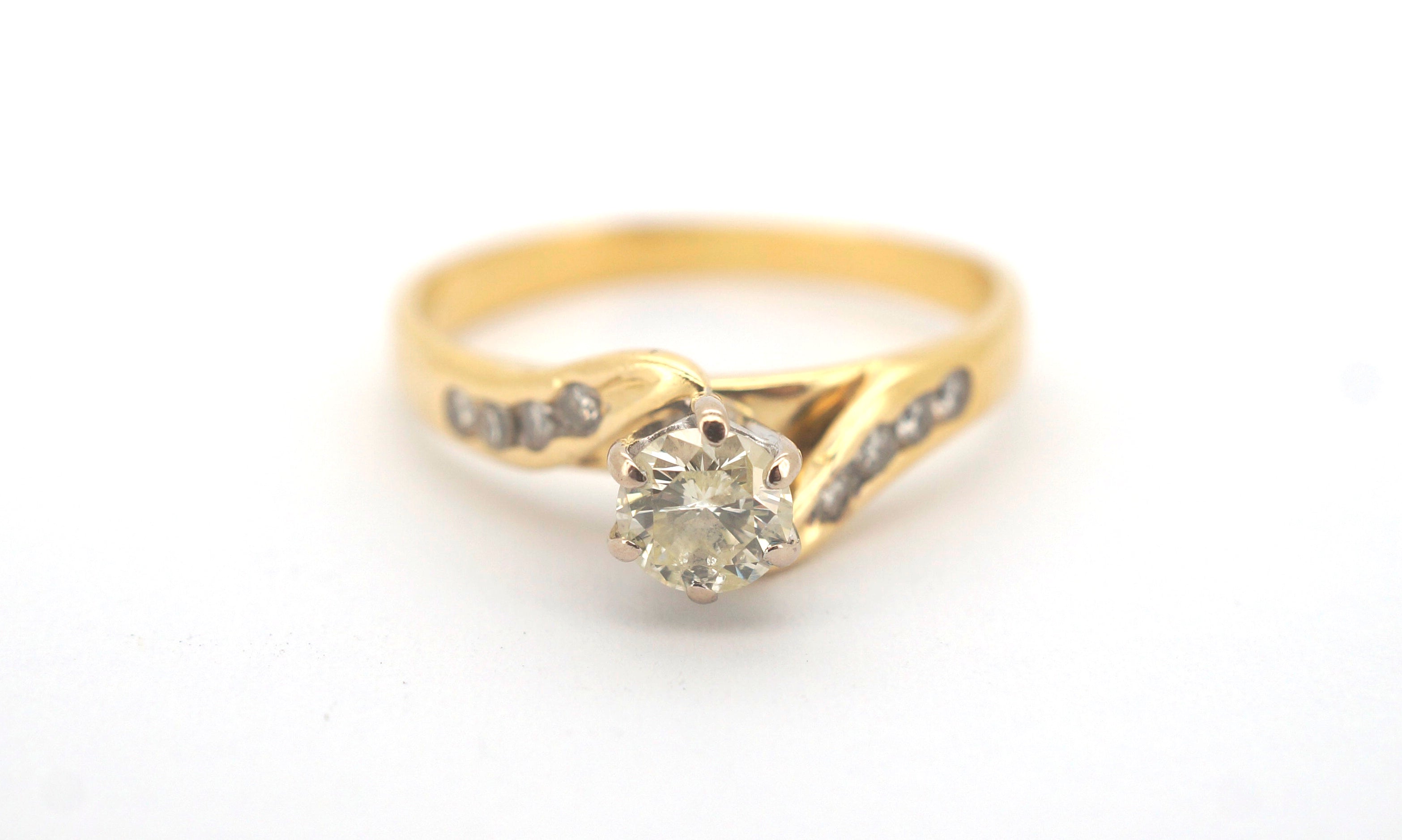 Unisex 18ct Yellow & White Gold Diamond Engagement Ring (Size K1/2) - 506203