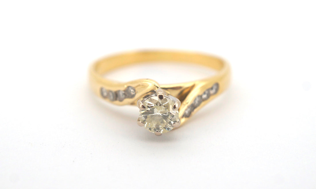 Unisex 18ct Yellow & White Gold Diamond Engagement Ring (Size K1/2) - 506203