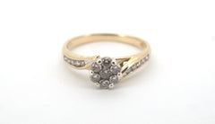 Ladies 9ct Yellow & White Diamond Cluster Ring (Size Q) - 505557