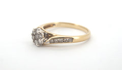 Ladies 9ct Yellow & White Diamond Cluster Ring (Size Q) - 505557