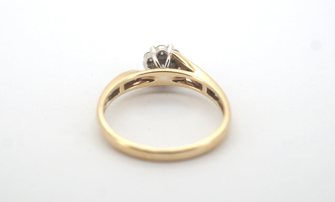 Ladies 9ct Yellow & White Diamond Cluster Ring (Size Q) - 505557