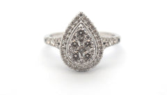 9ct White Gold Pear Cluster Diamond Ring (Size O) - 504175