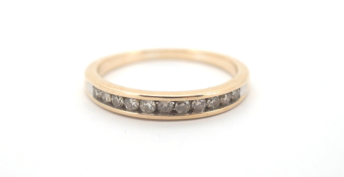 Unisex 9ct Yellow gold Straight Set Diamond Eternity Ring (Size R) - 505556