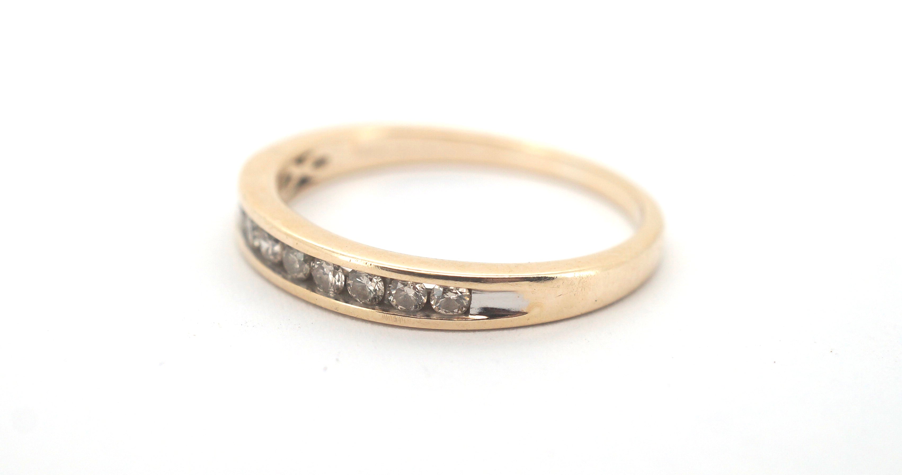 Unisex 9ct Yellow gold Straight Set Diamond Eternity Ring (Size R) - 505556