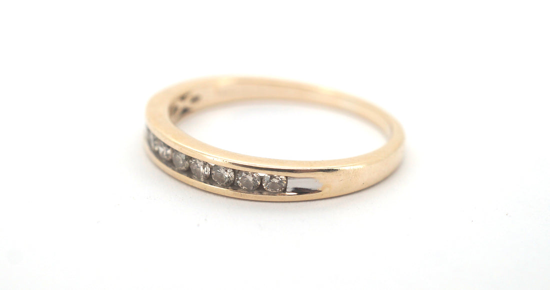 Unisex 9ct Yellow gold Straight Set Diamond Eternity Ring (Size R) - 505556