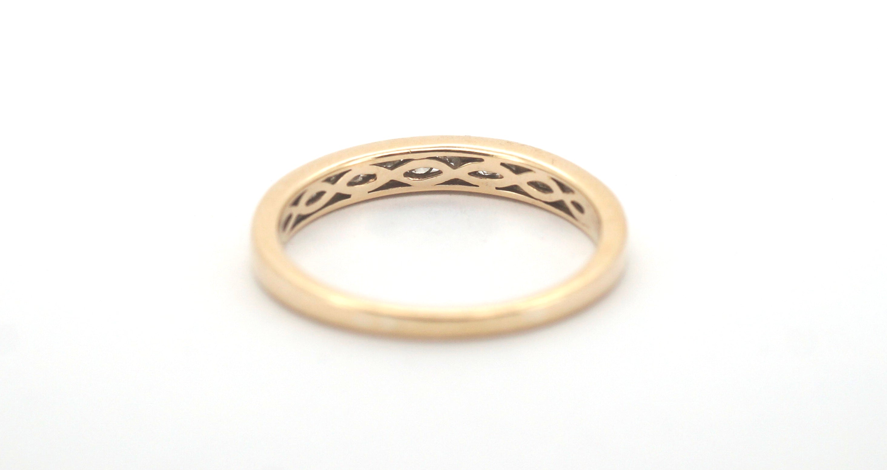 Unisex 9ct Yellow gold Straight Set Diamond Eternity Ring (Size R) - 505556