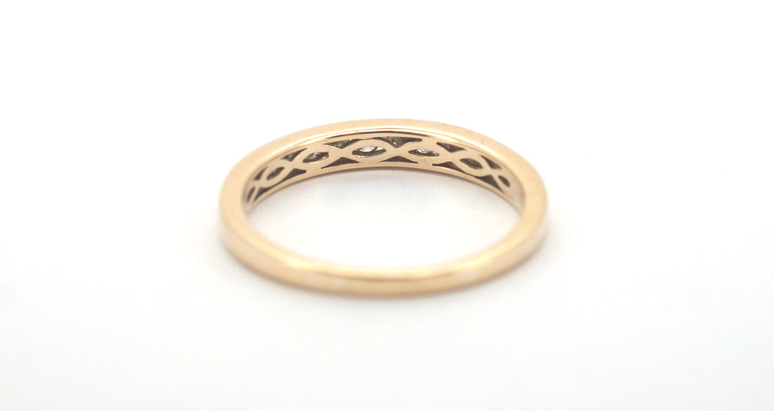 Unisex 9ct Yellow gold Straight Set Diamond Eternity Ring (Size R) - 505556