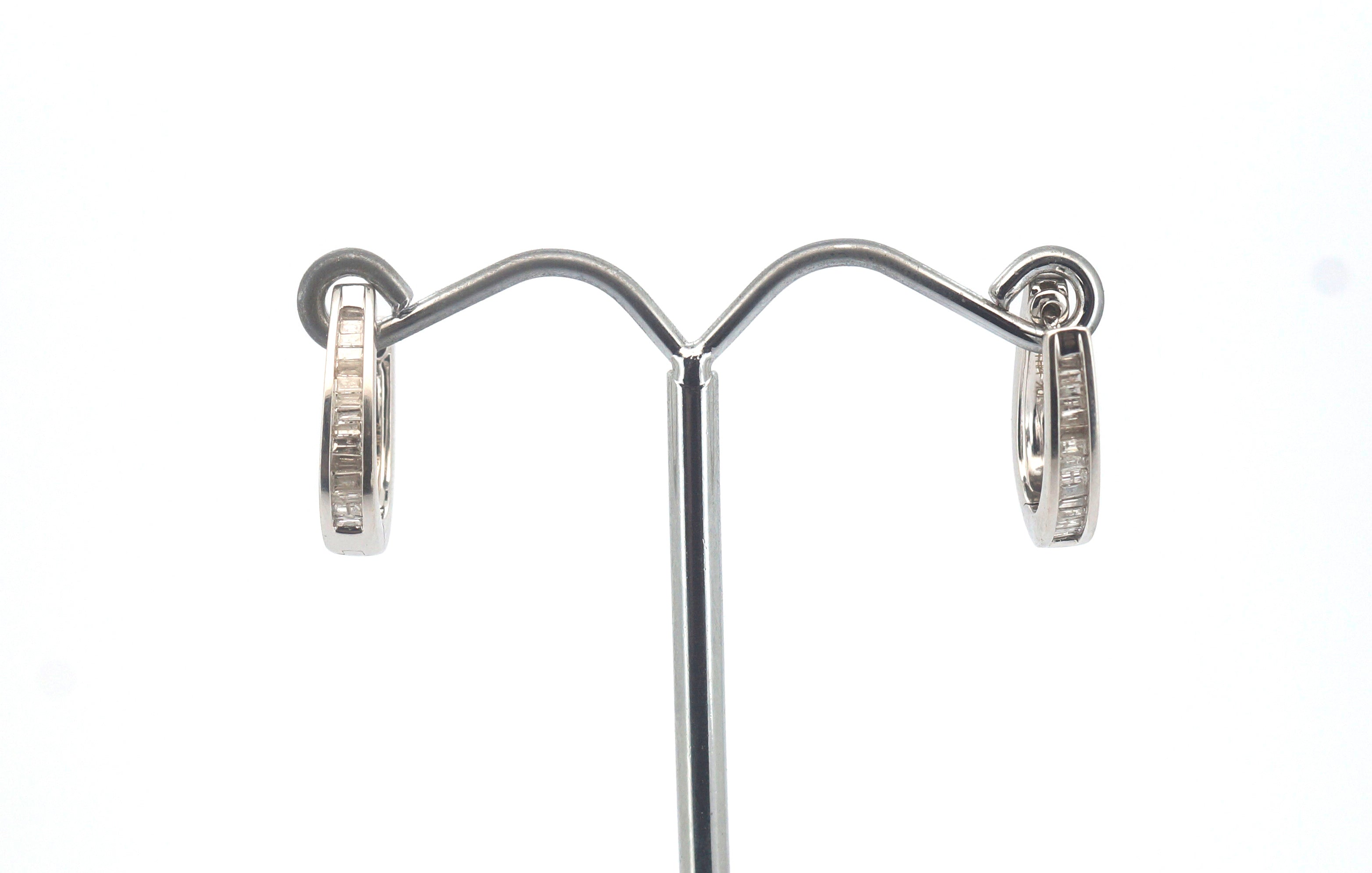 10ct White Gold Hinged Huggie Earrings - 505811