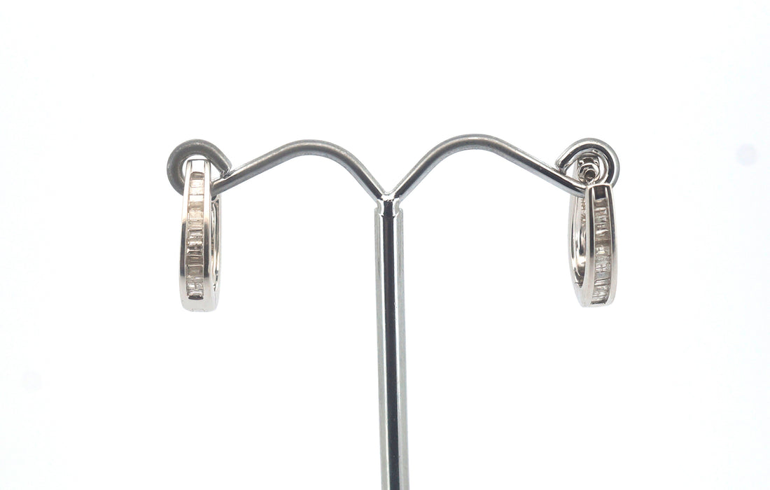 10ct White Gold Hinged Huggie Earrings - 505811