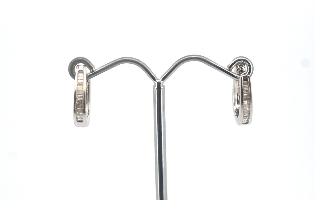 10ct White Gold Hinged Huggie Earrings - 505811