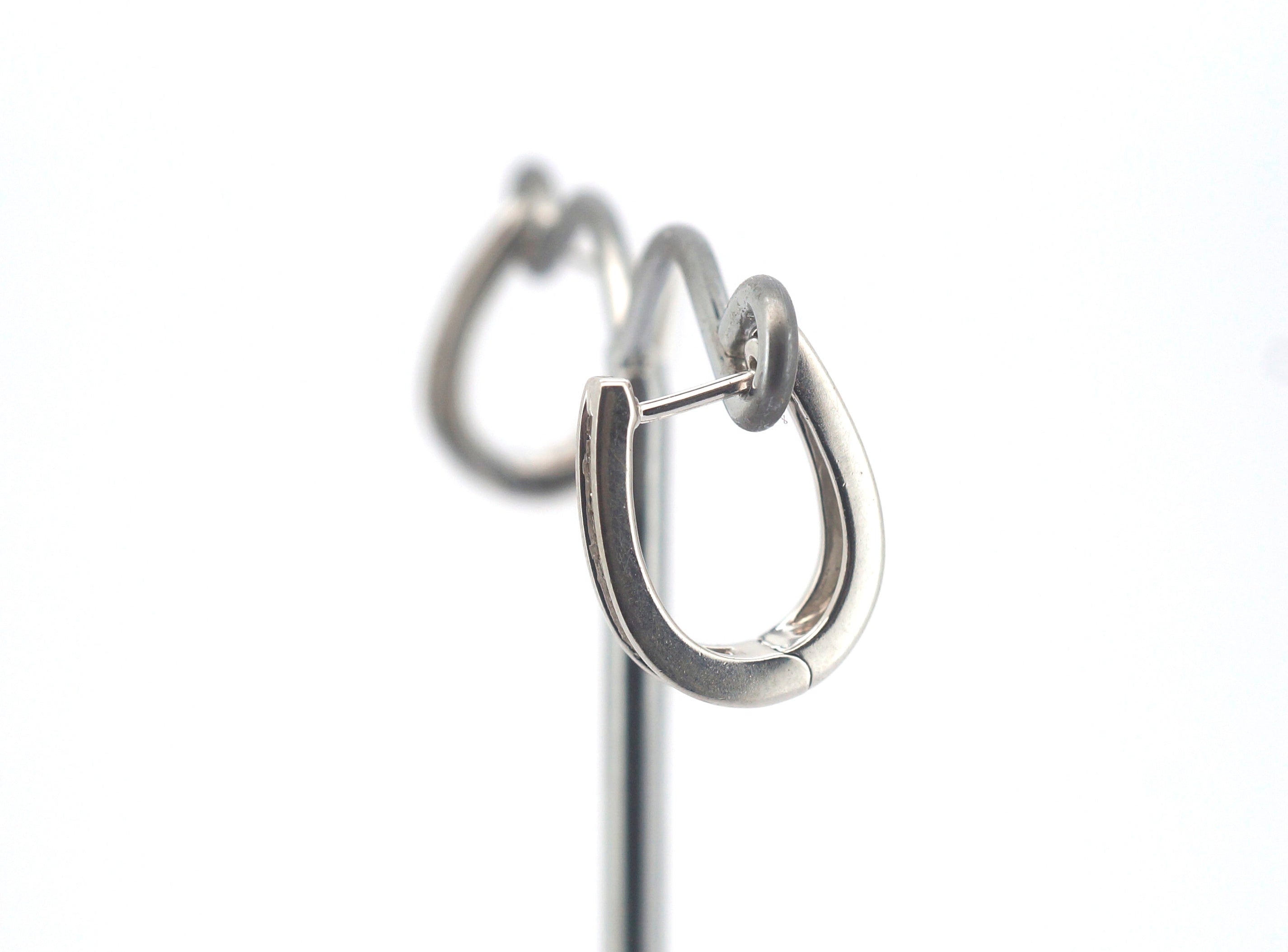 10ct White Gold Hinged Huggie Earrings - 505811
