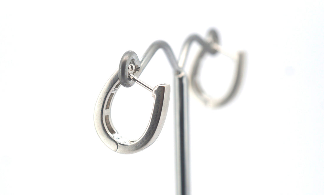 10ct White Gold Hinged Huggie Earrings - 505811