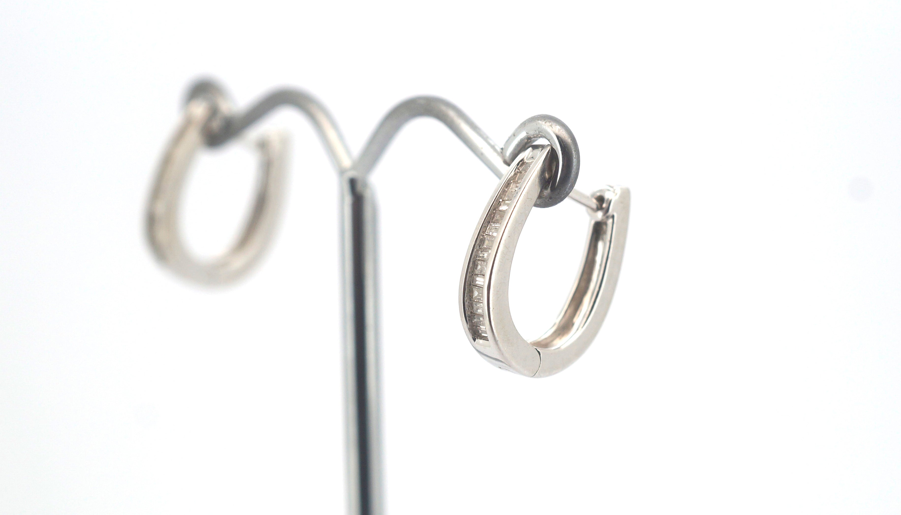 10ct White Gold Hinged Huggie Earrings - 505811