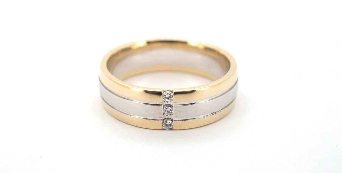 Mens 9ct Two-Tone Diamond Ring (Size Y) - 508242