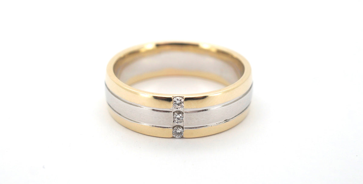 Mens 9ct Two-Tone Diamond Ring (Size Y) - 508242