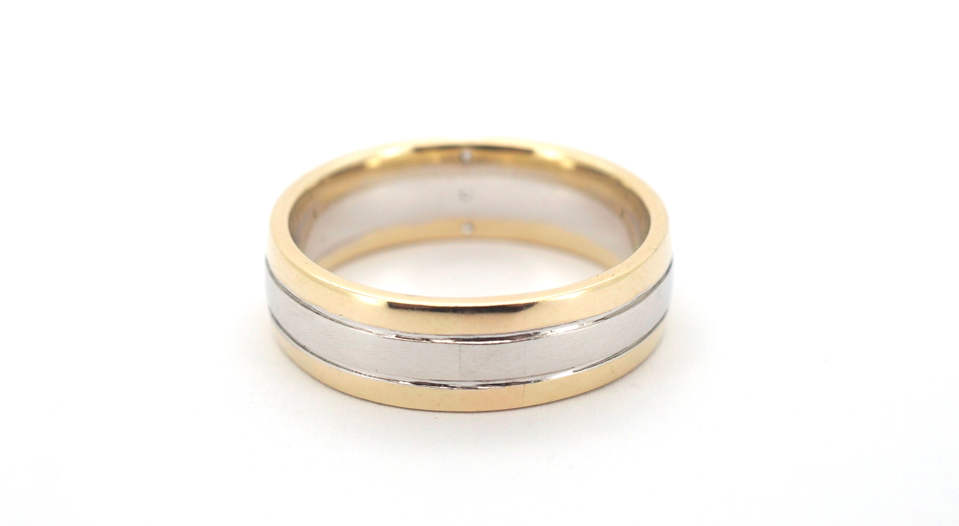 Mens 9ct Two-Tone Diamond Ring (Size Y) - 508242
