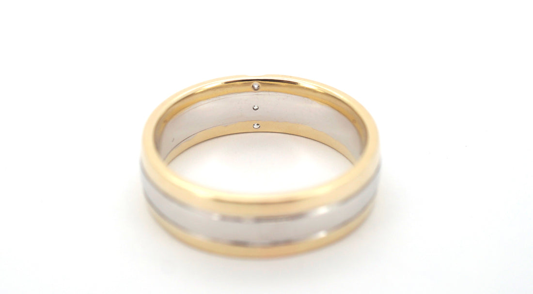 Mens 9ct Two-Tone Diamond Ring (Size Y) - 508242