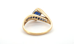 Ladies 9ct Yellow Gold Synthetic Sapphire Ring (Size T) - 505558