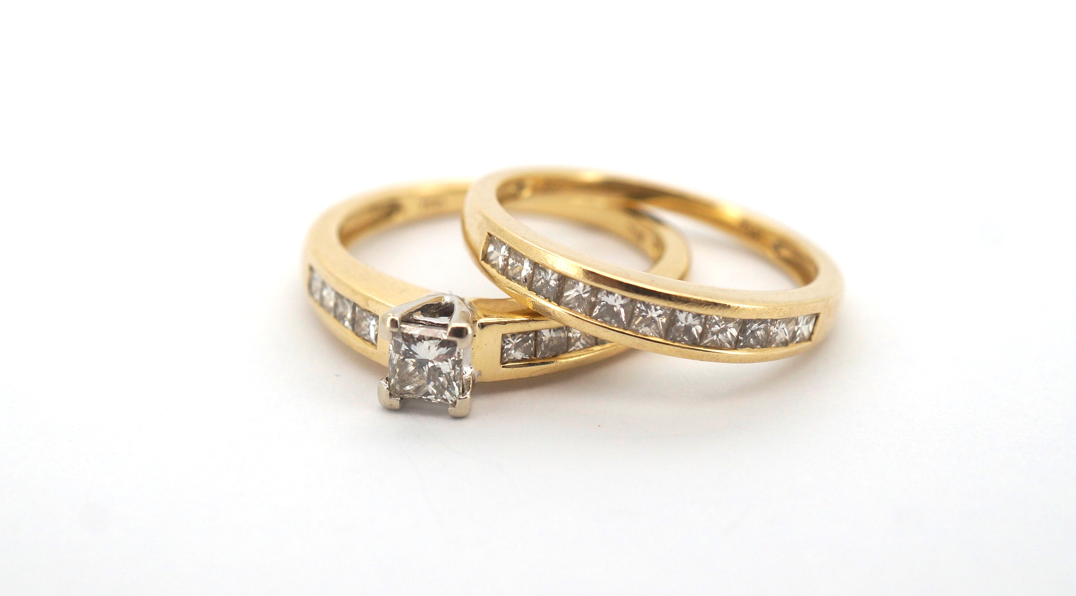 Ladies 18ct Yellow & White Gold Engagement Ring Set (Size L 1/2) - 507702