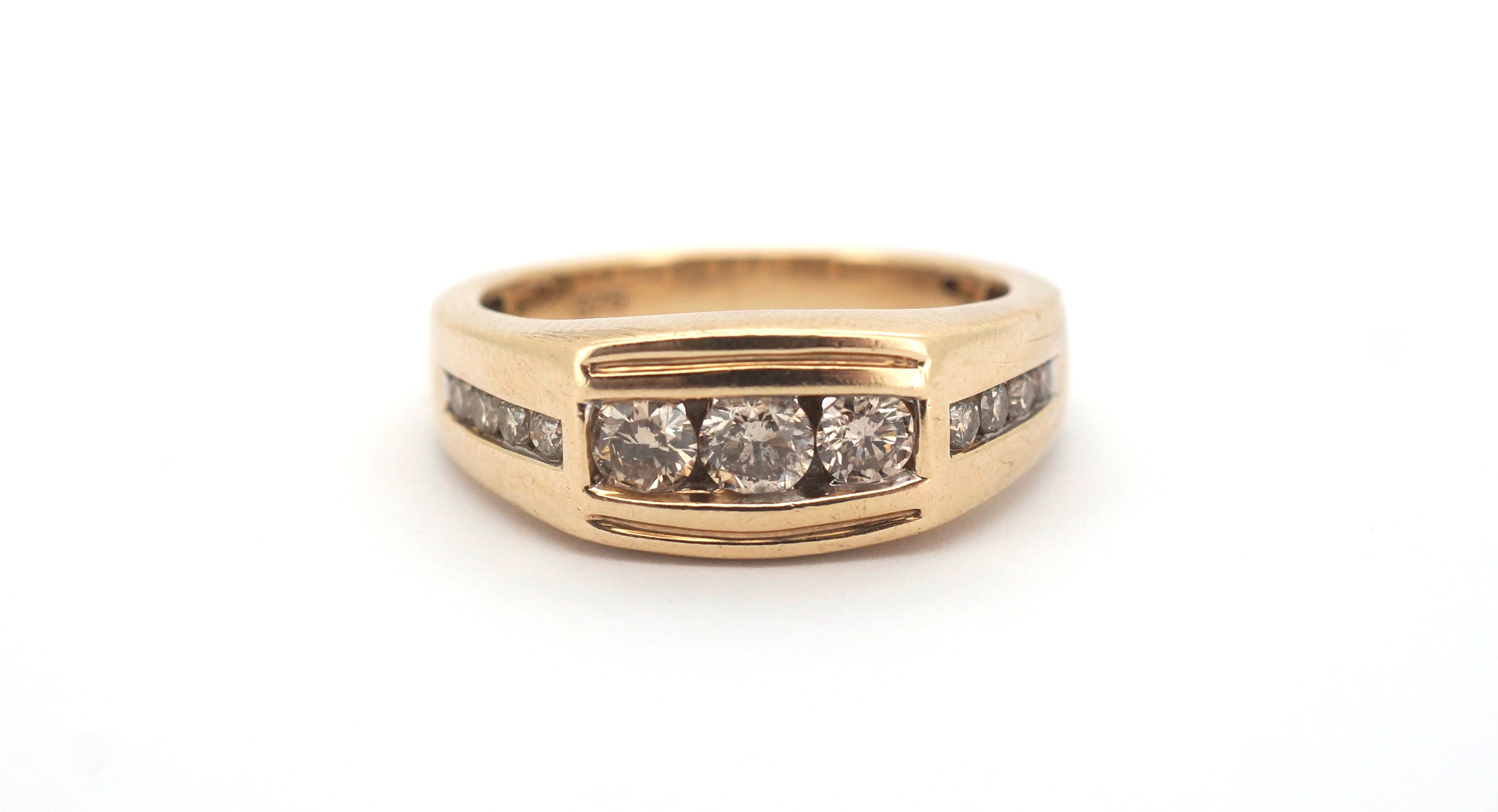 Mens 9ct Yellow Gold & Diamond Ring (Size U 1/2) - 508119