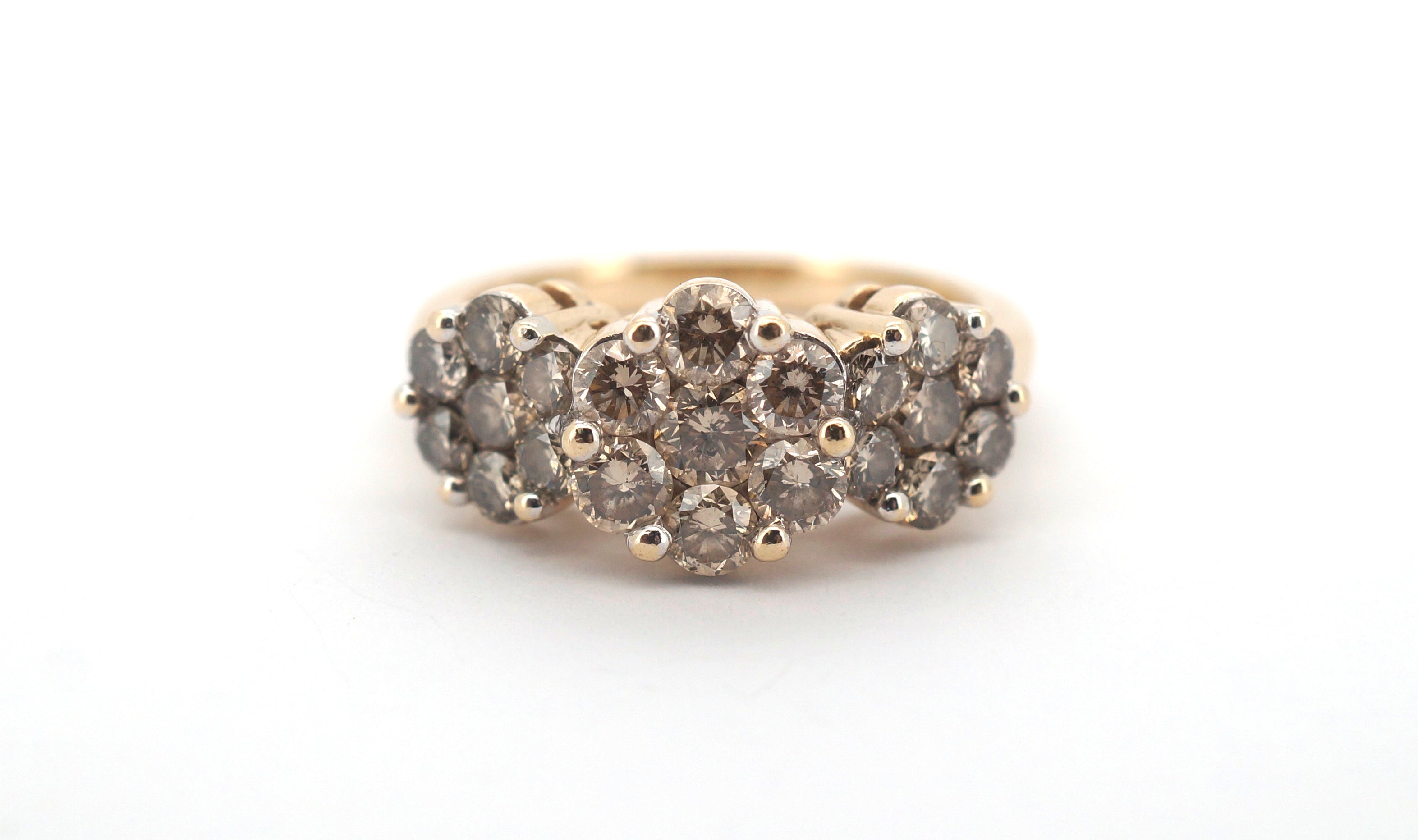 9ct Yellow & White Gold Diamond Dress Ring (Size Q) - 508122