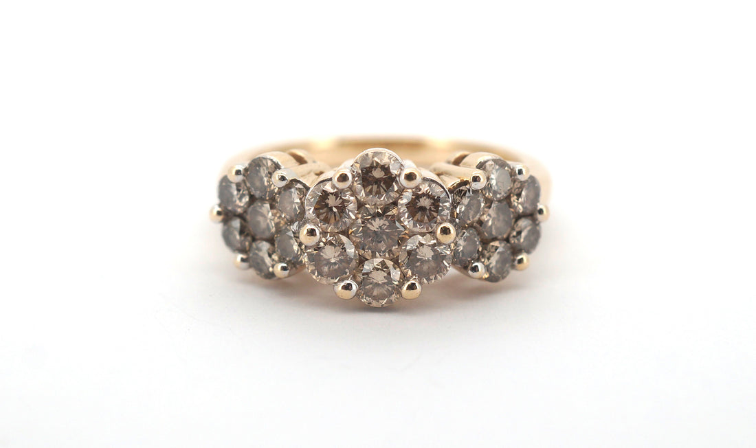 9ct Yellow & White Gold Diamond Dress Ring (Size Q) - 508122
