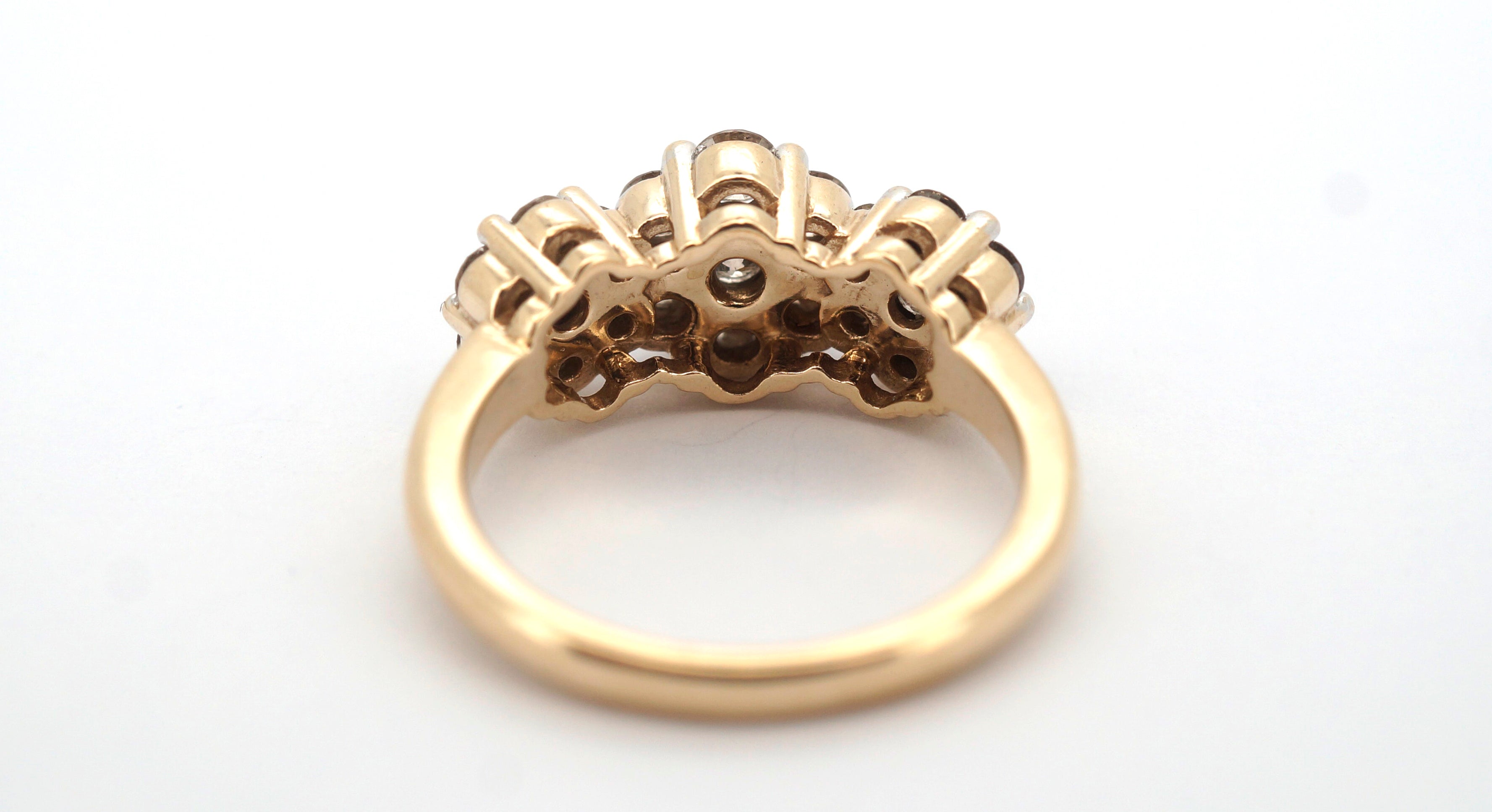9ct Yellow & White Gold Diamond Dress Ring (Size Q) - 508122