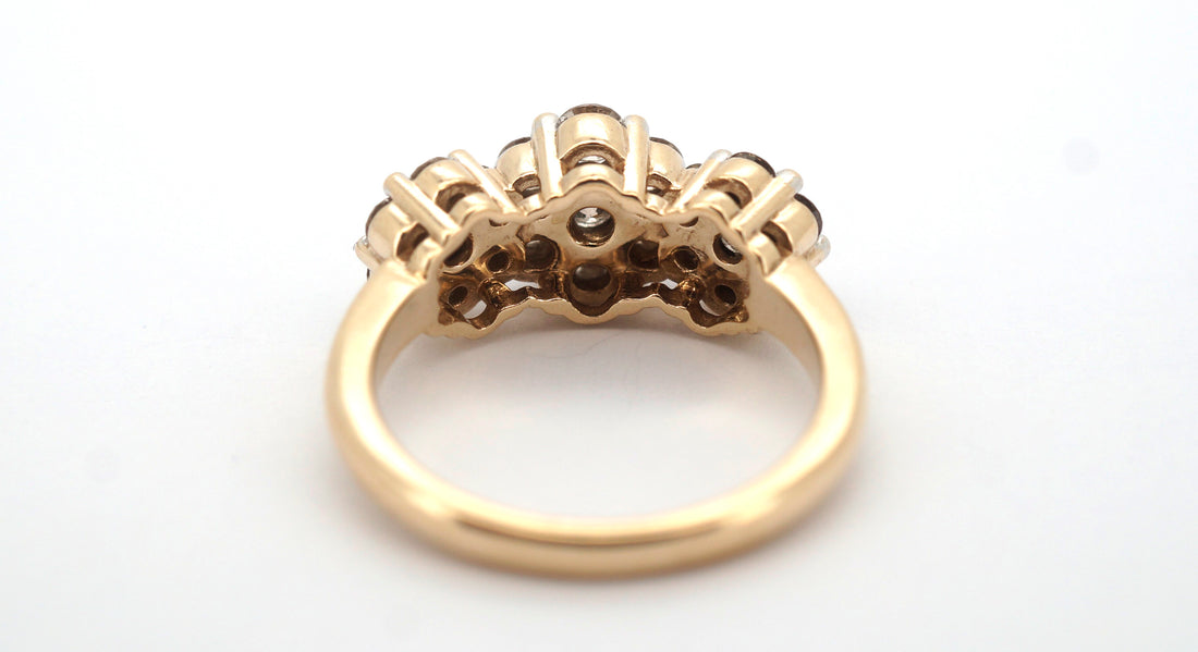 9ct Yellow & White Gold Diamond Dress Ring (Size Q) - 508122