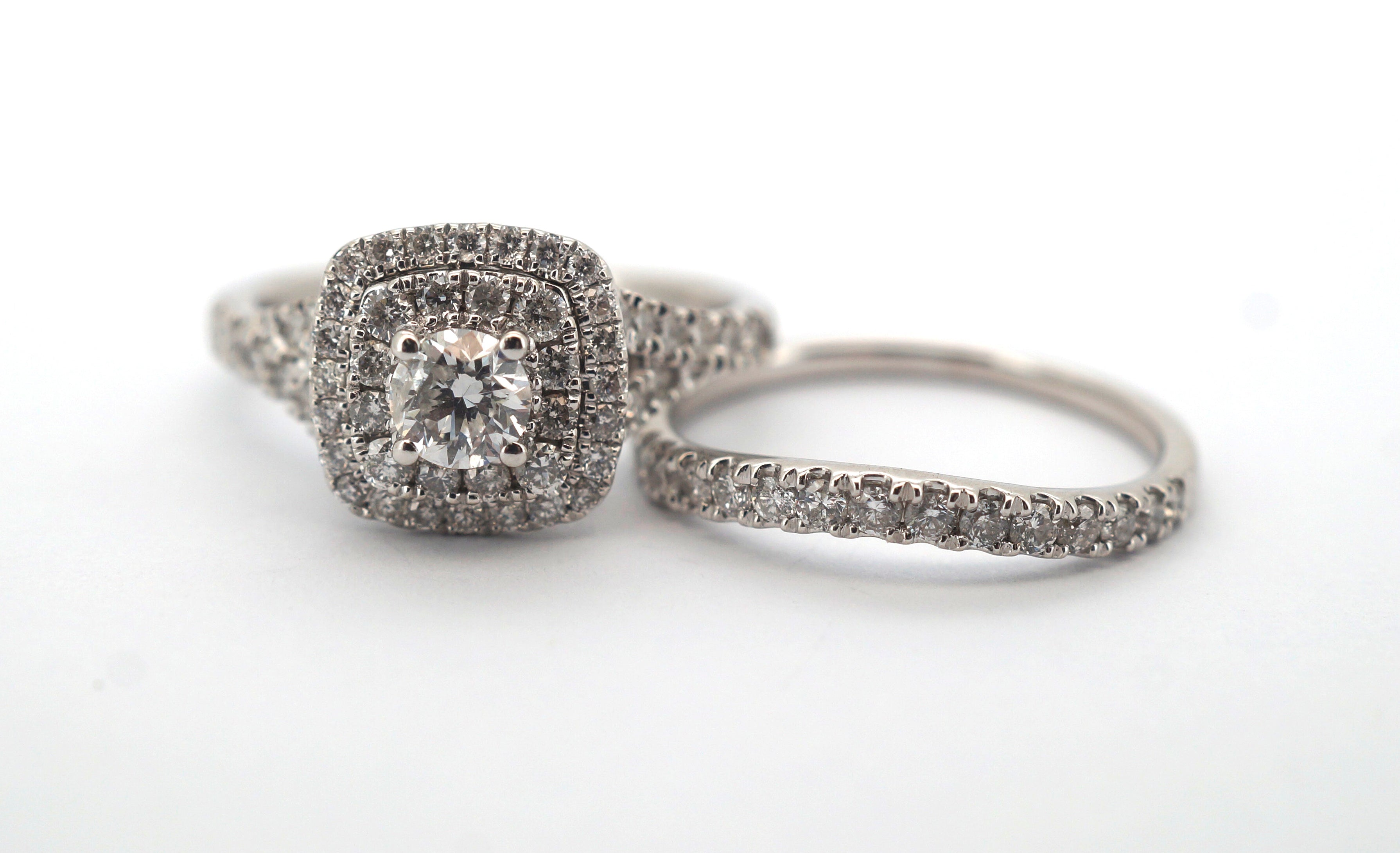 Ladies 14ct White Gold Diamond Engangement Ring Set (Size L 1/2) - 507852