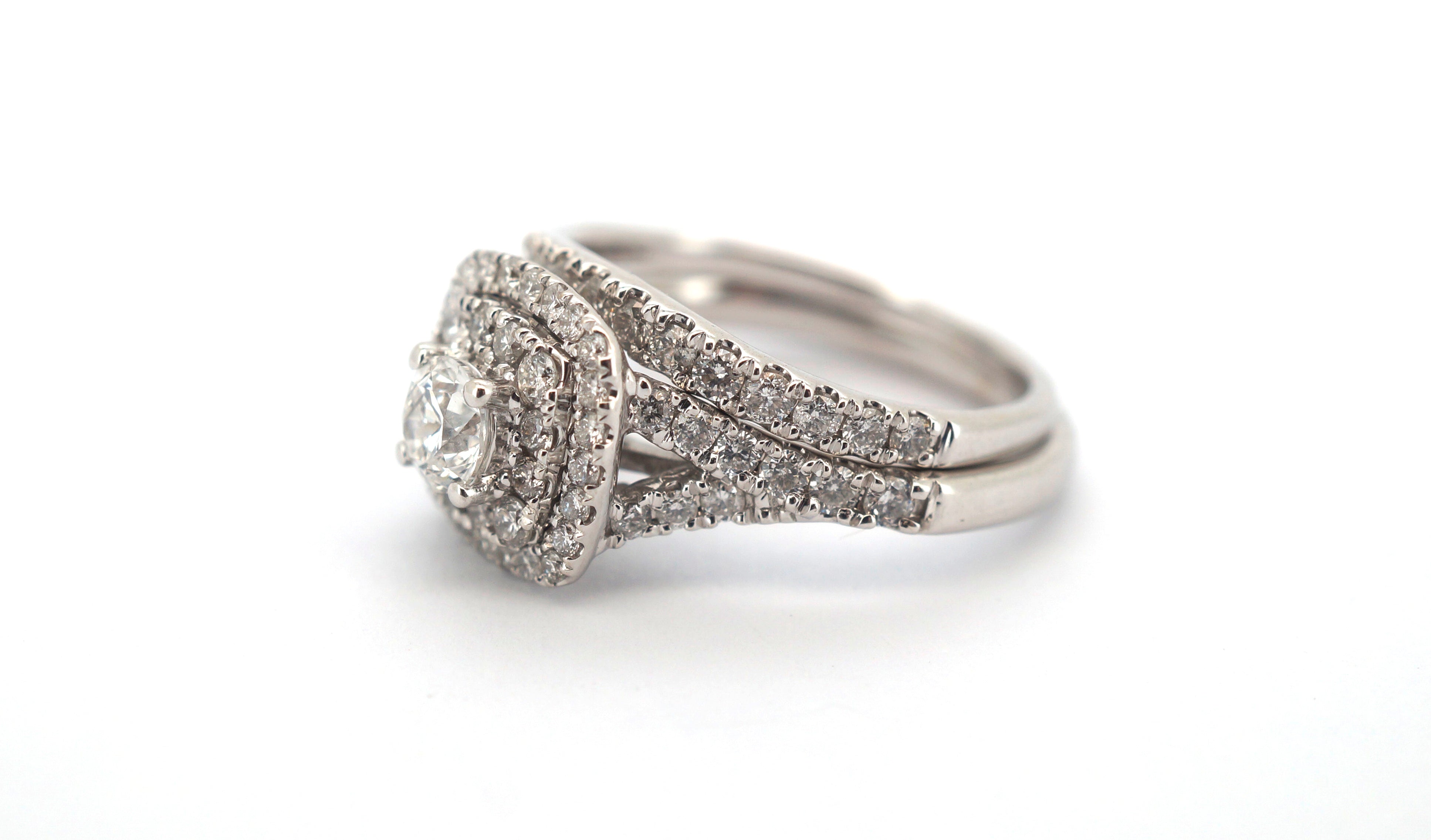 Ladies 14ct White Gold Diamond Engangement Ring Set (Size L 1/2) - 507852