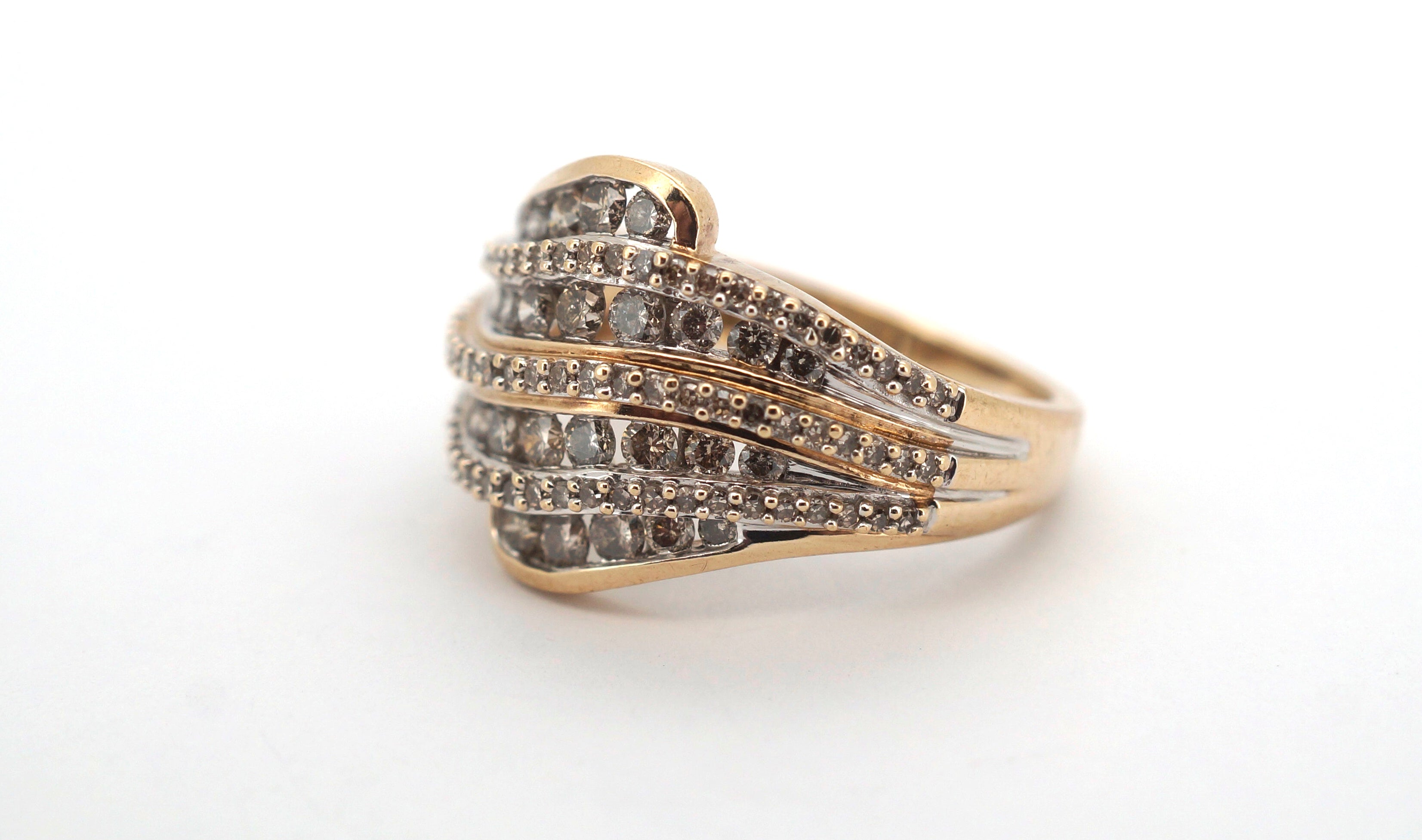 10ct Yellow & White Gold Diamond Dress Ring (Size O) - 505863