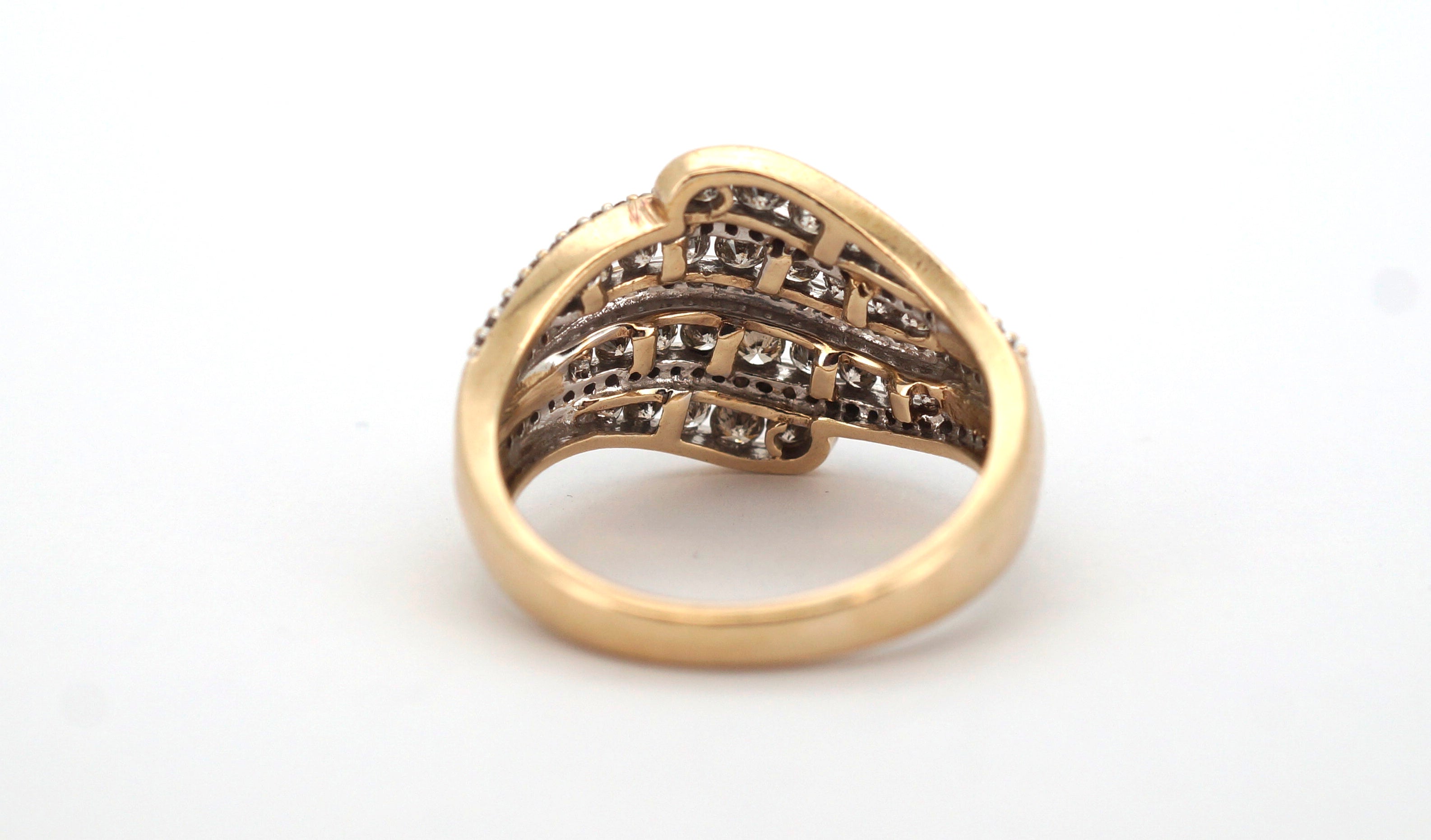 10ct Yellow & White Gold Diamond Dress Ring (Size O) - 505863