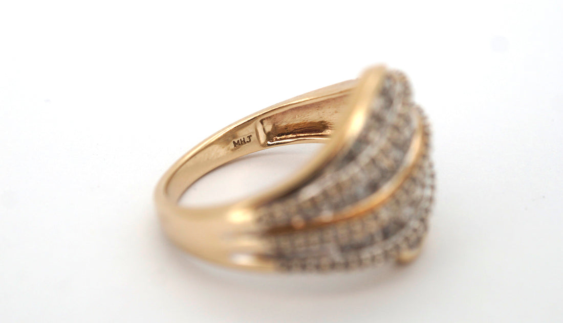 10ct Yellow & White Gold Diamond Dress Ring (Size O) - 505863