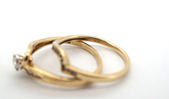 Ladies 9ct Yellow & White Gold Engagement Ring Set (Size T 1/2) - 507047