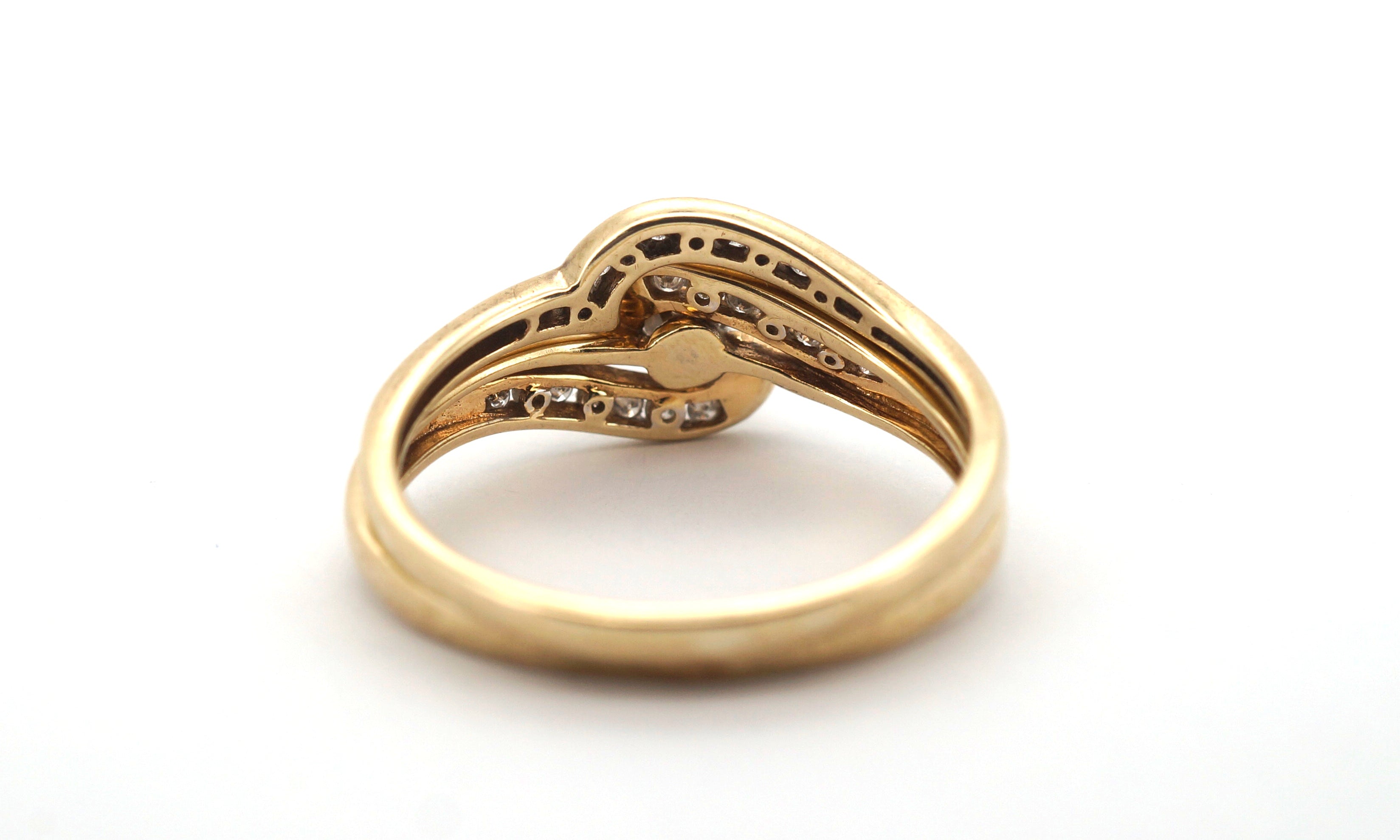 Ladies 9ct Yellow & White Gold Engagement Ring Set (Size T 1/2) - 507047
