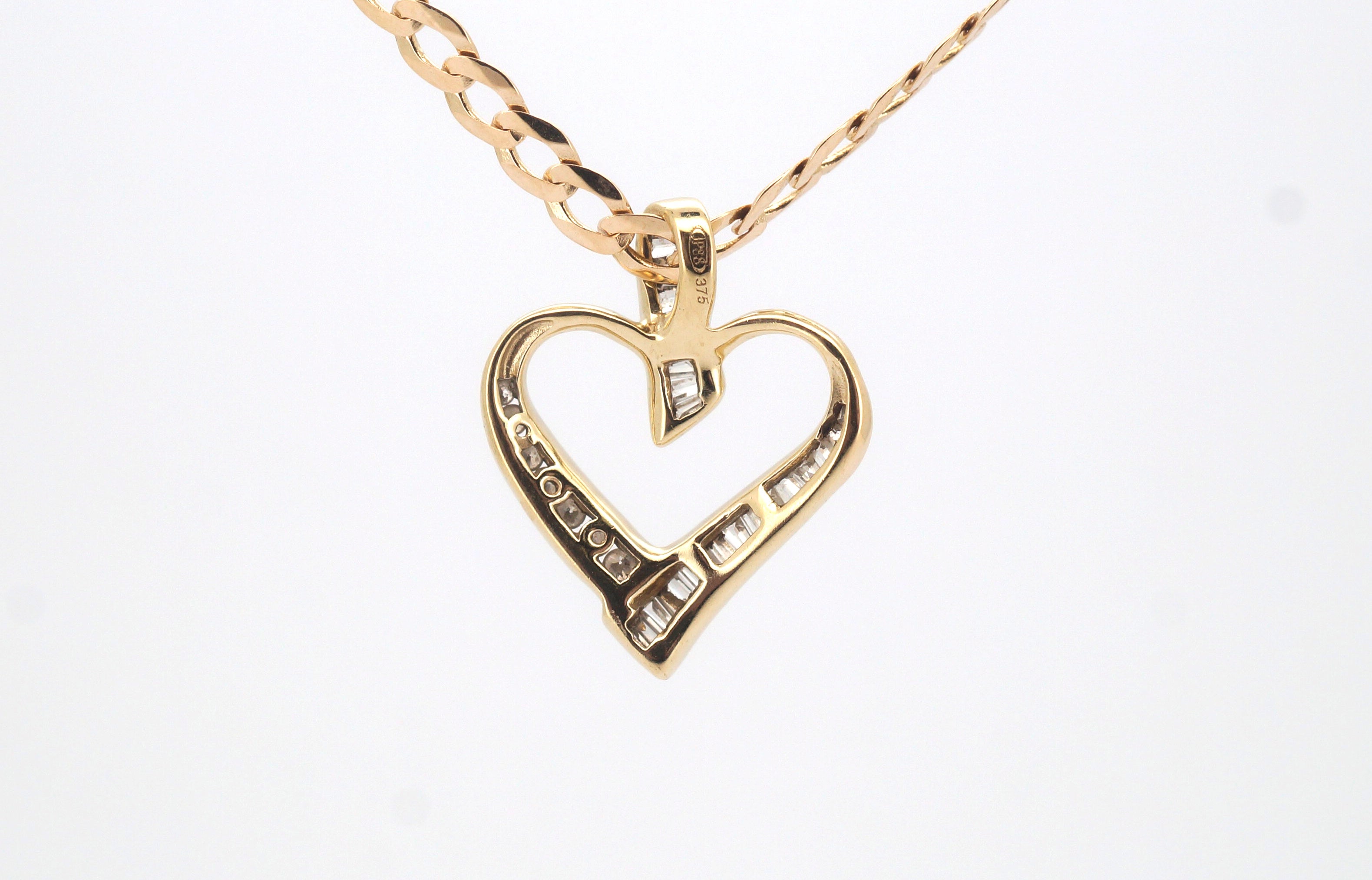 9ct Rose Gold Necklace with 9ct Heart Pendant (47cm) - 506212