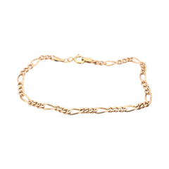 Ladies 9ct Rose Gold Figaro Link Bracelet (21cm) - 507862