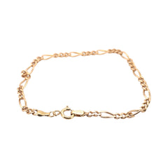 Ladies 9ct Rose Gold Figaro Link Bracelet (21cm) - 507862