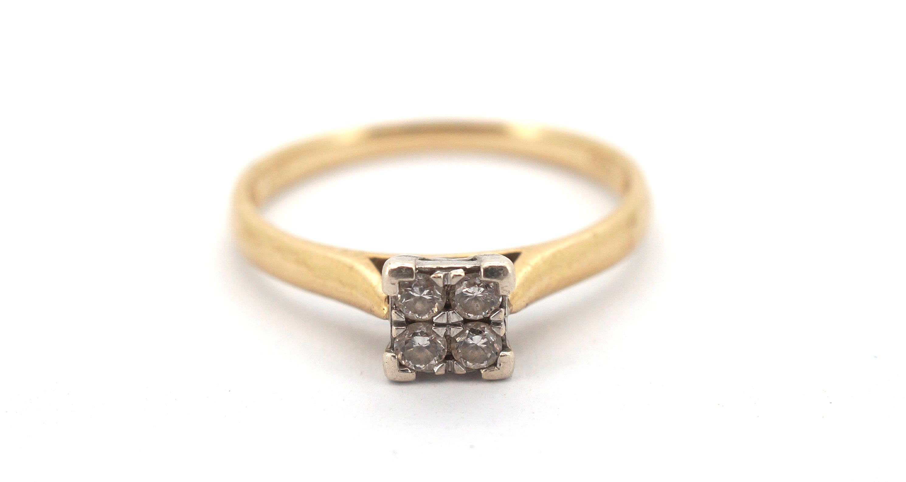 Unisex 9ct Yellow & White Gold Diamond Engagement Ring (Size O) - 507633