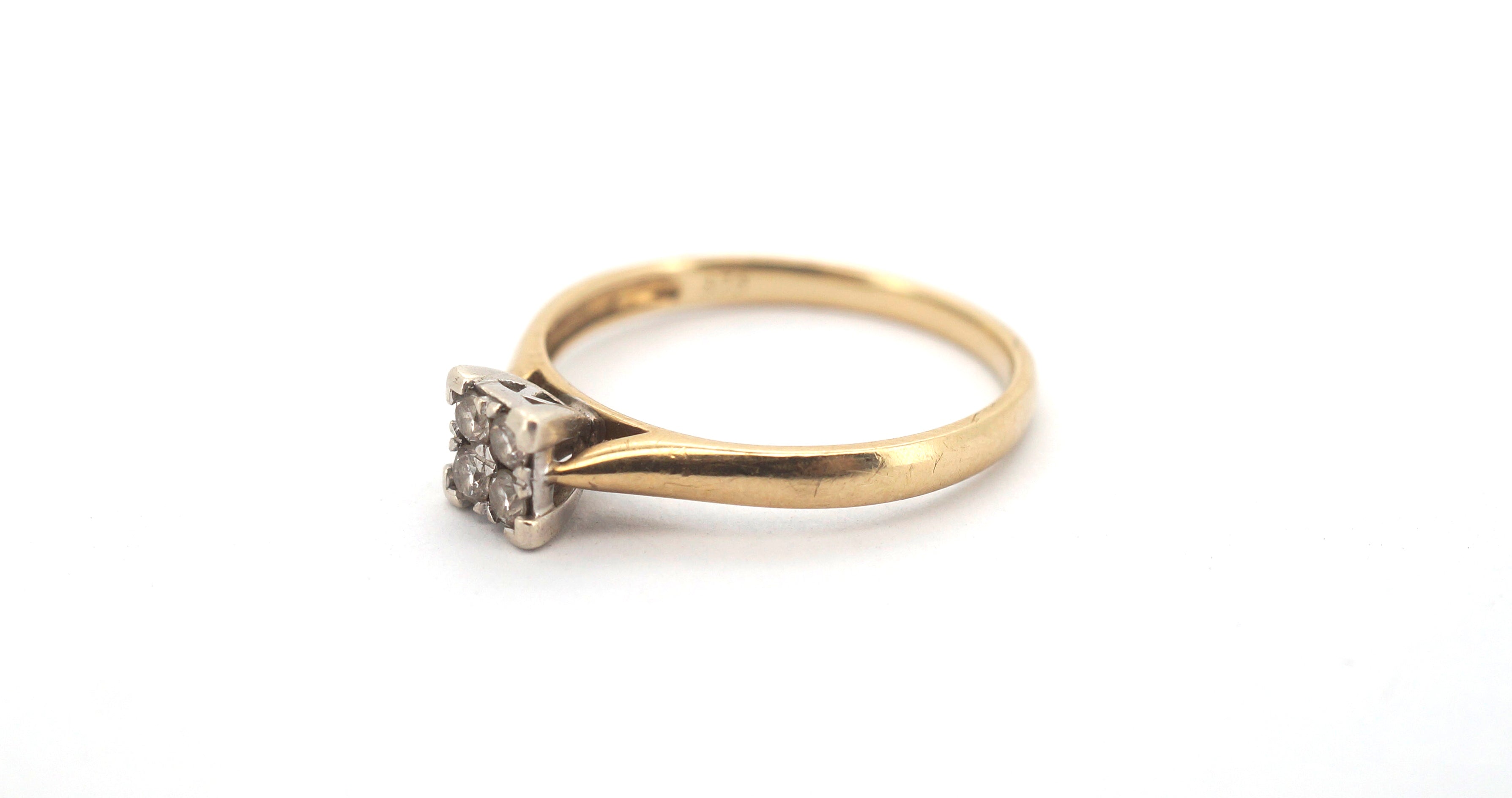 Unisex 9ct Yellow & White Gold Diamond Engagement Ring (Size O) - 507633
