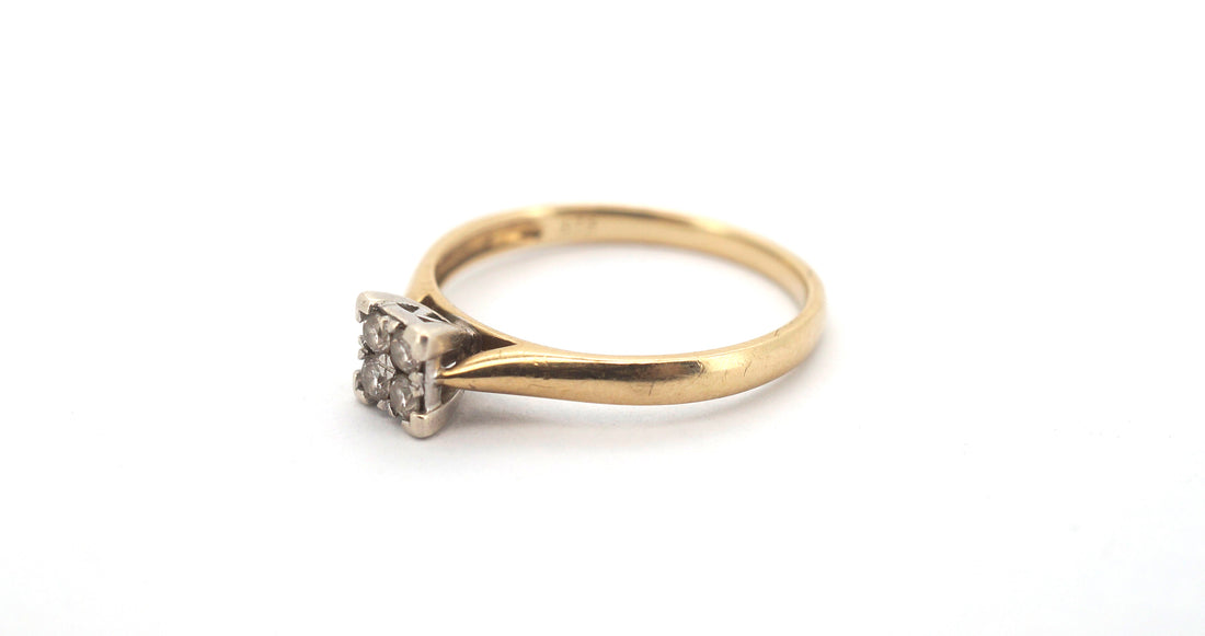 Unisex 9ct Yellow & White Gold Diamond Engagement Ring (Size O) - 507633
